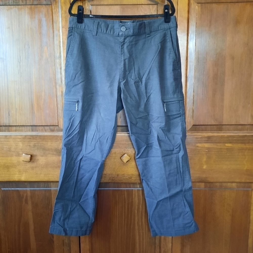 Dockers Straight Fit dark gray twill flat front utility pants Size 36×30